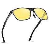 Polarized Night Driving Glasses,Unisex Anti Glare Night Vision Glasses For Driving Fisihing (Yellow-10)