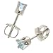 14k Petite White Gold Round Aquamarine Screw-back Stud Earrings