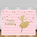 MEHOFOTO Princess Happy Birthday Photography Backdrops Pink Stripes Gold Polka Dots Girl Ballet Princess Birthday Party Decoration Banner Photo Studio Booth Background 7x5ft
