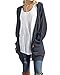 CNFIO Women Open Front Loose Outwear Knit Long Sleeve Sweater Pockets Cardigan Black L