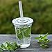 100-Pack Disposable Hard Plastic Cups with Flat Lids –16 oz - Crystal Clear Drink Cups – Hole for Straws – Ideal Cups for Water Fountains, Parties, Festivals, Kiosk, On the Go’