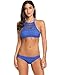 Ekouaer Swimsuits Women Tank Padding Bikini Set High Neck Bathing Suit (Blue, Medium)