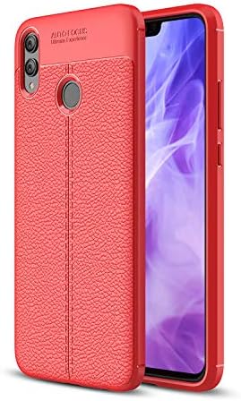 Huawei Honor 8X Case, Soft Silicone Cover Gel TPU Rubber Litchi Leather Striae Protection