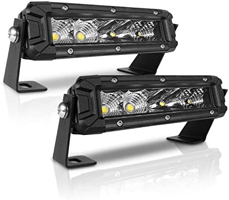 Rigidhorse 7 Inch LED Light Bar 220W 2Pcs Single Row Flood & Spot Beam Combo 8000LM Off Road LED Light Bar Driving Light for Jeep Pickup SUV ATV UTV Truck Roof Bumper, 2 Years Warranty