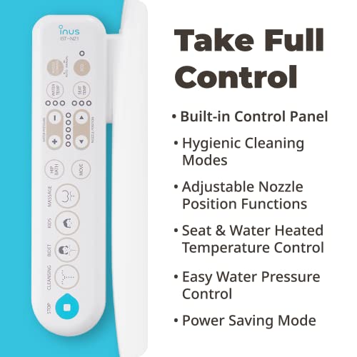 Inus N21 Korean Electric Bidet Toilet Seat, Heated Seat, Self Cleaning
