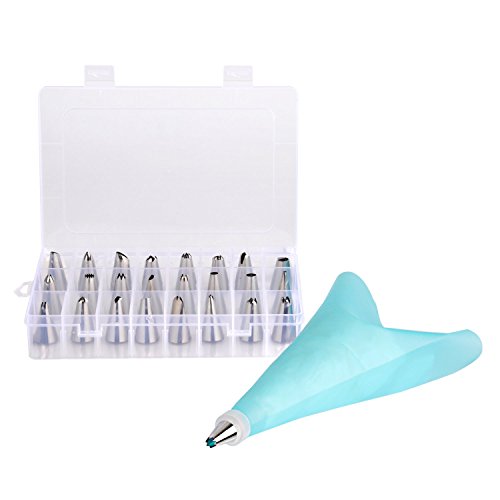 27-Piece Cake Decorating Tips Kits, OliveTech Professional Stainless Steel Icing Tip Set Tools with 2 Reusable Silicone Pastry Bag and 2 Reusable Coupler for Cakes Cupcakes Cookies Pastry - Thumbnail 5