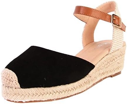 SHU CRAZY Womens Ladies Ankle Buckle Strap Low Wedge Platform Espadrille Fashion Sandals Shoes - L63