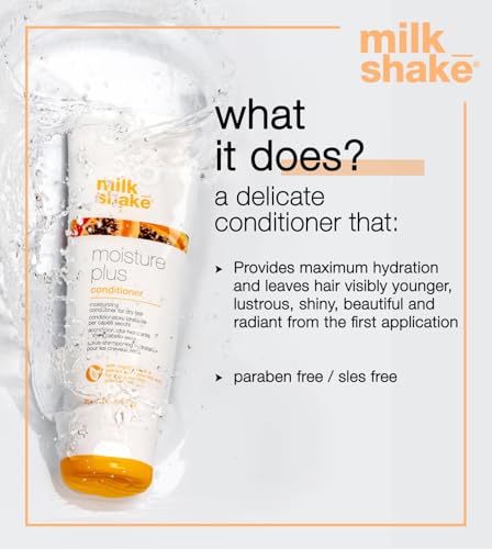 milk_shake moisture & more conditioner creamy formula to hydrate and soften dry hair for smoother, shinier, easy-to-manage hair
