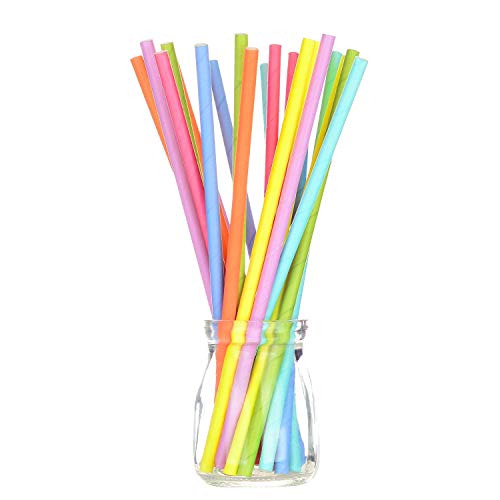 MINGZE 200 Stück biologisch abbaubare Papierstrohhalme, Regenbogen, Trinkhalme, lose Strohhalme für Säfte und Smoothies… – Bild 4