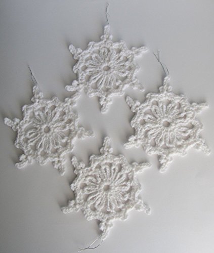 Crochet White Snowflake Holiday Ornaments Set of 4 / Winter Holiday Decor / Four Christmas Ornaments / Crochet Heirloom Holiday Tree Ornaments / White Crochet Snowflakes