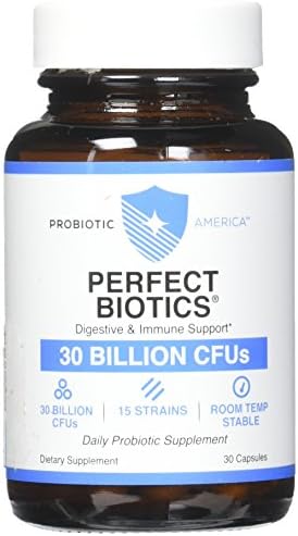 Probiotic America Perfect Biotics Digestive and Immune Support 30 billion CFUs 15 strains 30 capsule (1 Jar)
