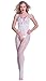 Amstt Women Lingerie Lingerie Fishnet Floral Crotchless Bodystockings Babydoll Bodysuits (White)