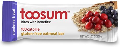 Toosum 100-Calorie, Gluten-Free Oatmeal Bars, Cranberry &amp; Acai, 10 Count