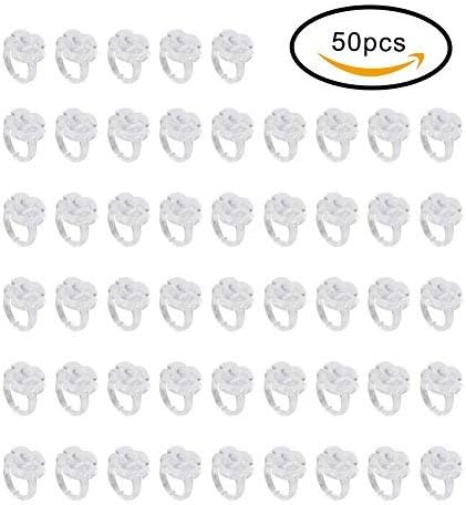 50Pcs/Set Polish Gel Nail Chart Ring, Flower Butterfly Manicure Tip for Nail Art Color Display Tool(Clear Flower) - Image 4