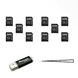 10 Pack -Sandisk MicroSD MicroSDHC to SD SDHC Adapter. Works with Memory Cards up to 32GB Capacity (Bulk Packaged). + SD/TF Reader + Wisla Trust TM Lanyard