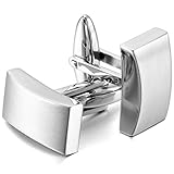 MOWOM Silver Tone Black 2PCS Stainless Steel Cufflinks Shirt Wedding Business