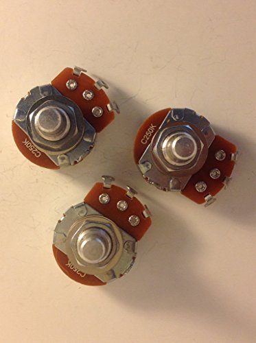 3x Alpha 250K Reverse Audio Potentiometer Solid Shaft US Spec Lefty Guitar Pot