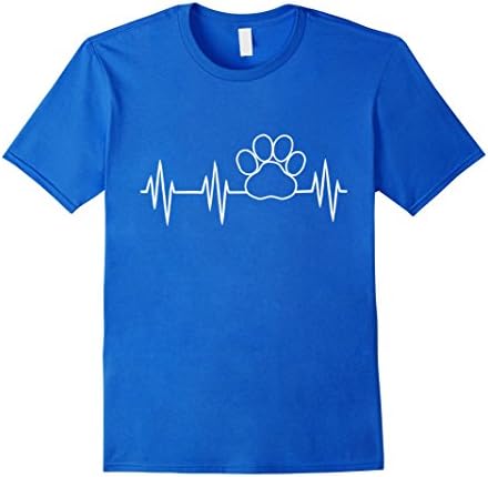 Mens Paw Print Heartbeat T-Shirt for Dog Lovers 2XL Royal Blue