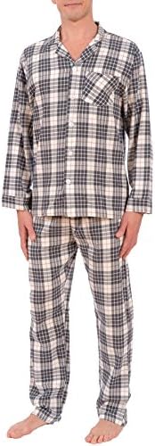 Platinum Men's Flannel Pajama Set (Small, White Plaid)