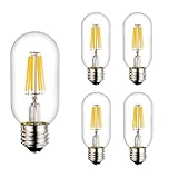 Bogao E26 6W Dimmable Edison Style Antique LED Filament Tubular Light Bulb, 4000K Neutral White 600LM, E26 Medium Base Lamp, T14(T45) Tubular Shape, 65W Incandescent Equivalent ( 4 Pack 4000K )