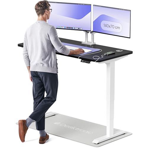Desktronic HomePro Höhenverstellbarer Schreibtisch 140 × 70 cm – Elektrischer Schreibtisch Mit Zwei Elektrischen Motoren, Touchscreen-Steuerung und In
