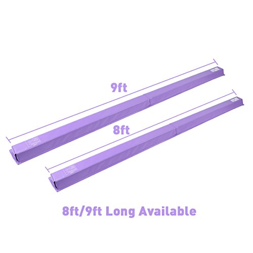 gymmatsdirect Gymnastics Balance Beam, 9' Long Folding Floor Balance Beams Kids Home Practice (Purple, 9 Feet)