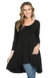 Frumos Womens Tunic Tops For Leggings Round Neck Top Black 2X-Large