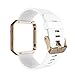 Simpeak Band Compatible with Fitbit Blaze Smartwatch Sport Fitness, Silicone Wrist Band with Meatl Frame Replacement for Fitbit Blaze Men Women, Large, White Rose Gold Frame, Large