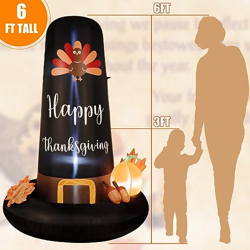 OurWarm Thanksgiving Inflatables Outdoor Decorations, 6FT Pilgrim Hat
