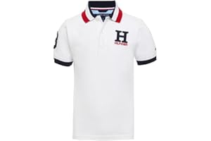 Tommy Hilfiger Boys Short Sleeve Premium Pique Polo Shirt, Button Closure, Soft & Comfortable