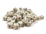 400 Square Alphabet Letter Wood Beads 10 x 10mm Wood Beads with 3.5mm Hole