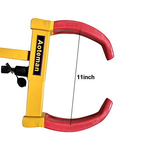 Wheel Locks Adjustable Locking Wheel Boot Clamp - A3 Steel Anti-theft Wheel Lock - Atomic + Plum Lock Cylinder for Car Boat Trailer And More From Theft (5.3 pounds)