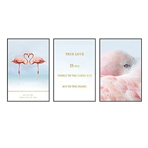 Framed for Living Room Bedroom Pink Flamingo for x3 Panels