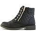 DailyShoes Women's Ankle Boots Combat Bootie Low Heel Lace Up Zips Pocket Boot Zip Comfy Shoes Sexy Party Toe Square Casual Booties Exclusive Credit Card Susan-02 Black Pu 8