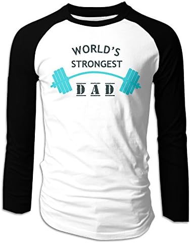 World's Strongest Dad Men Long Sleeve Round Neck Fitted Raglan T-shirts Black