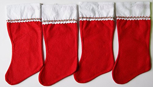 UPC 735520583800, Holiday Time Red Felt Christmas Stocking - Set of 4