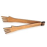 Jonathan's Family Spoons Inside-Out Wooden Tongs Lay Flat For Storage, Handmade Cherry Wooden Kitchen Utensil For Cooking And Serving, Large 12 Inches