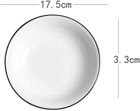 Amazon De Nordisches Weisses Teller Rundes Geschirr Set Schwarzer Rand Einfacher Teller Keramik Teller