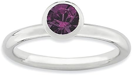 Best Birthday Gift Sterling Silver Stackable Expressions High 5mm February Swarovski Ring