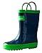 Oakiwear Children's Waterproof Rubber Rain Boots with Easy-On Handles, 12 Navy Blue