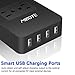 Power Strip with USB, MIBOTE 6 AC Outlet with 4 Port USB Surge Protector Power Strip Charger 5ft Power Cord 1875W 100-240V for Travel, TV, Computer, Transformers, Power Bank