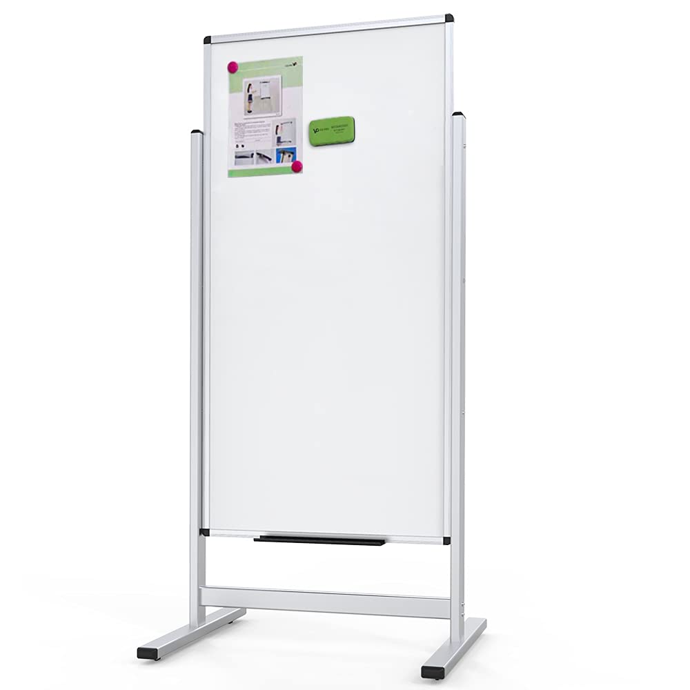 VIZ-PRO Double-Sided Magnetic Stand Whiteboard, Aluminium Frame & Stand, H1200xW600mm