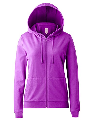 Regna X Women's Long Sleeve Color Pocket Pullover Full Zip Hooded Sweatshirt