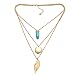 Onnea Multi Layered Feather, Disc, Chakra Pendant Necklace (3 Necklace in One)
