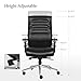 Executive Office Chair High Back Bonded Leather Desk Chair with Adjustable Armrests and Sliding Spring Seat (Black)