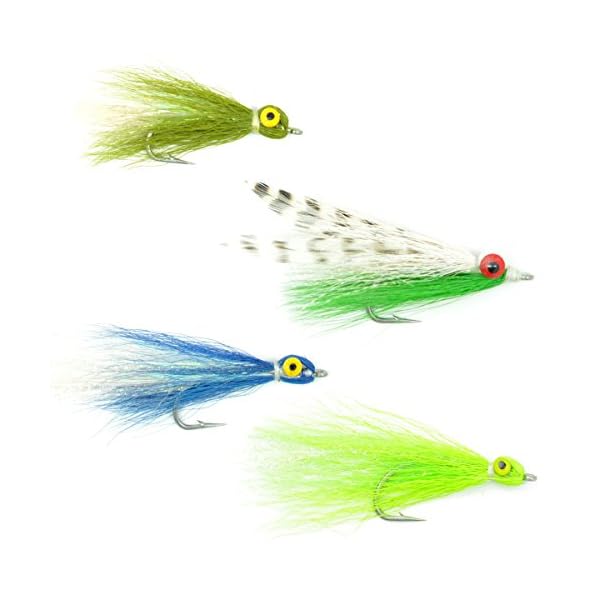 The-Fly-Fishing-Place-Clousers-Minnow-Fly-Fishing-Flies-Collection-Assortment-of-4-Saltwater-and-Bass-Flies-Hook-Size-10