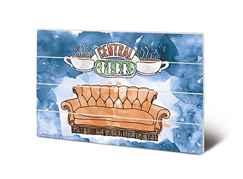 FRIENDS SW12768P Wooden Art Print, 40 x 59 cm, Central Perk Sofa, Multi-Colour, 40 x 59 x 1.3 cm