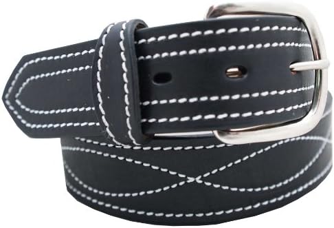 Men's Harness Leather Work Belt - 1 1/2" w/Decorative Figure 8 Stitching