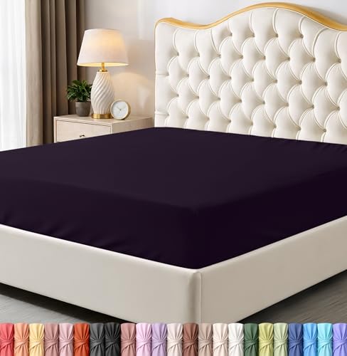 Utopia Bedding King Fitted Sheet - Bottom Sheet - Deep Pocket - Soft Microfiber -Shrinkage and Fade Resistant-Easy Care -1 Fitted Sheet Only (Purple)