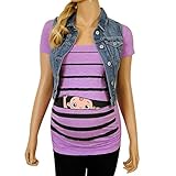 Drindf Tops Woman T-Shirt,Stripe Baby Ruched Side Top, Pregnancy Style Blouse